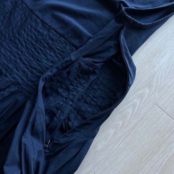 J Crew Pintuck Mixy Dress Size XL Navy Midi Sleeveless - Picture 9 of 11